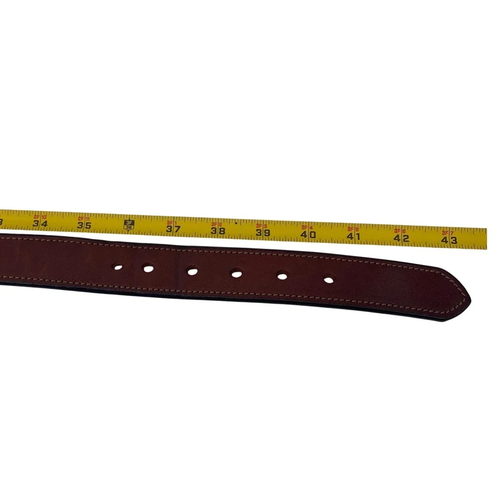 Clayton & Crume Belt Mens 38 Brown The Belt Heritage Leather Brass Buckle